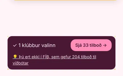 Skjámynd: hvar „„Þú ert ekki í …““ birtist