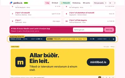 Skjámynd: hvar „Perks-stikan“ birtist