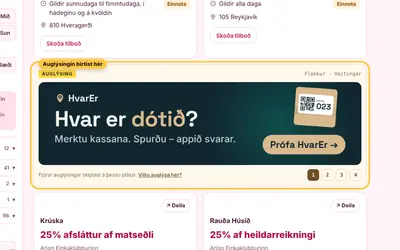 Skjámynd: hvar „Flokkur“ birtist