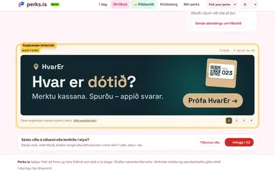 Skjámynd: hvar „Tilboðssíða“ birtist