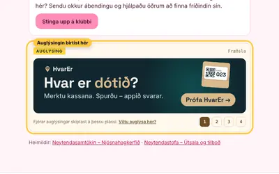 Skjámynd: hvar „Fræðsla“ birtist