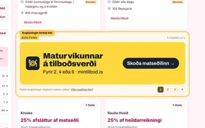 Skjámynd: hvar „Öll tilboð“ birtist